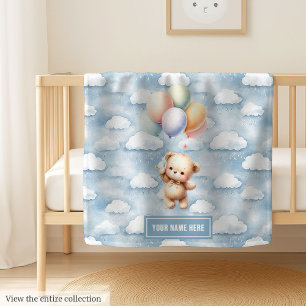 We Can Bearly Wait Teddy Balloon Blanket for Boy