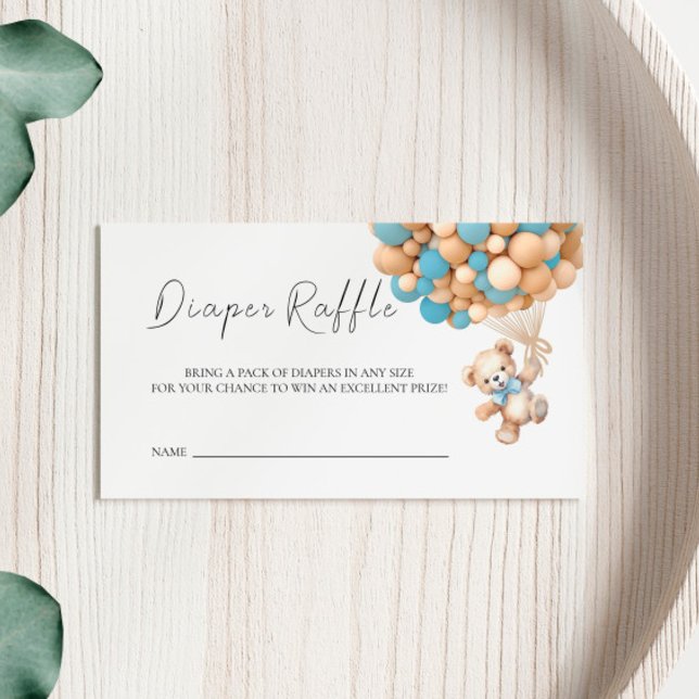 We Can Bearly Wait Teddy Balloon Raffle Ticket Enclosure Card (Creator Uploaded)