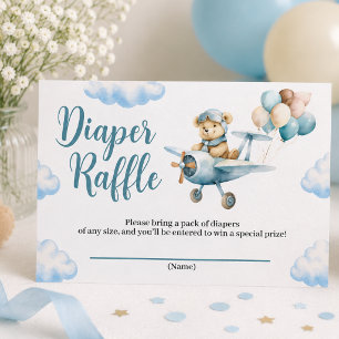 We Can Bearly Wait Teddy Bear Airplane Baby Shower Enclosure Card