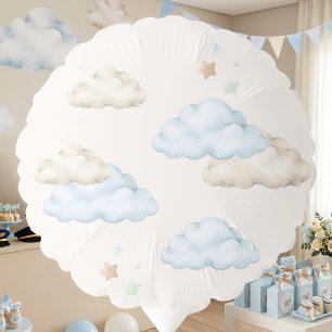 We Can Bearly Wait Teddy Bear Airplane Blue Boy Balloon