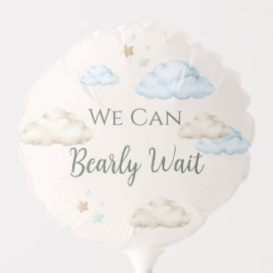 We Can Bearly Wait Teddy Bear Airplane Boy Balloon