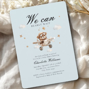 We Can Bearly Wait! Teddy Bear & Airplane  Invitation