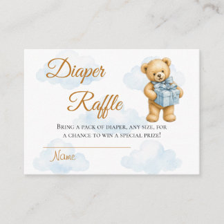 We Can Bearly Wait Teddy Bear Baby Boy Shower Enclosure Card
