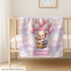 We Can Bearly Wait Teddy Bear Baby Girl Blanket