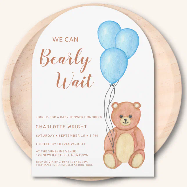 We Can Bearly Wait Teddy Bear Baby Shower Arch Invitation | Zazzle