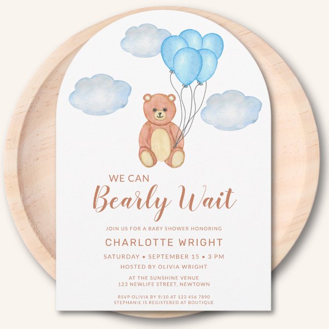 We Can Bearly Wait Teddy Bear Baby Shower Arch Invitation (Creator Uploaded)