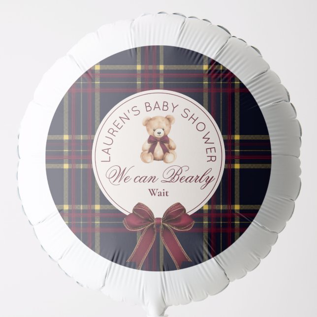 We can bearly wait teddy bear Baby Shower Balloon (Front)