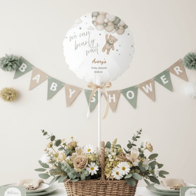 We Can Bearly Wait Teddy Bear Baby Shower Balloon (Creator Uploaded)