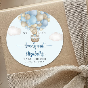 We can Bearly wait - Teddy Bear Baby Shower Boy Classic Round Sticker