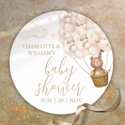 We Can Bearly Wait Teddy Bear Baby Shower Classic Round Sticker