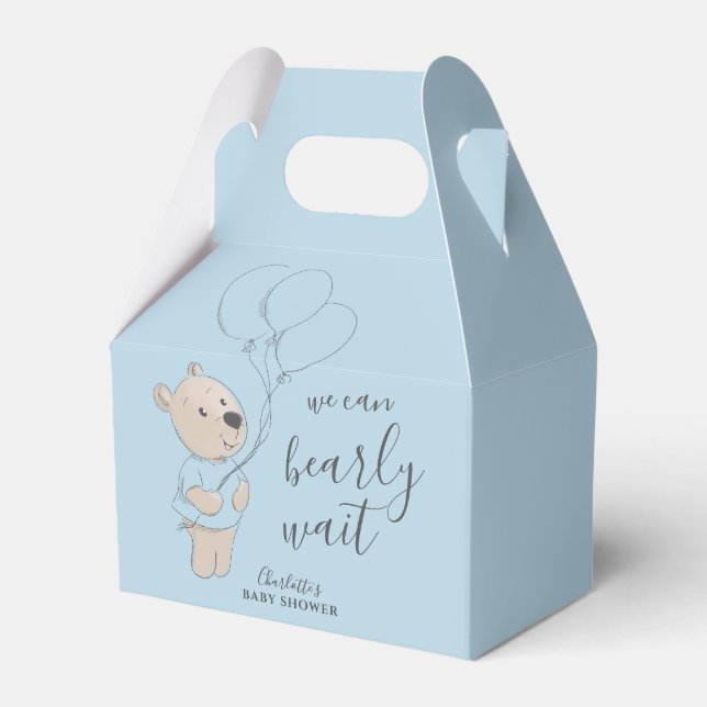 We Can Bearly Wait | Teddy Bear Baby Shower Favor Boxes (Front Side)