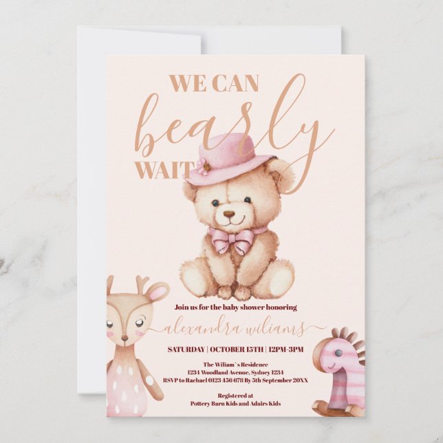 We can Bearly Wait Teddy Bear Baby Shower Invitation (Front)