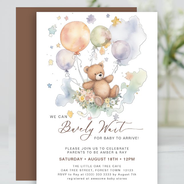 We Can Bearly Wait Teddy Bear Baby Shower  Invitation (Creator Uploaded)