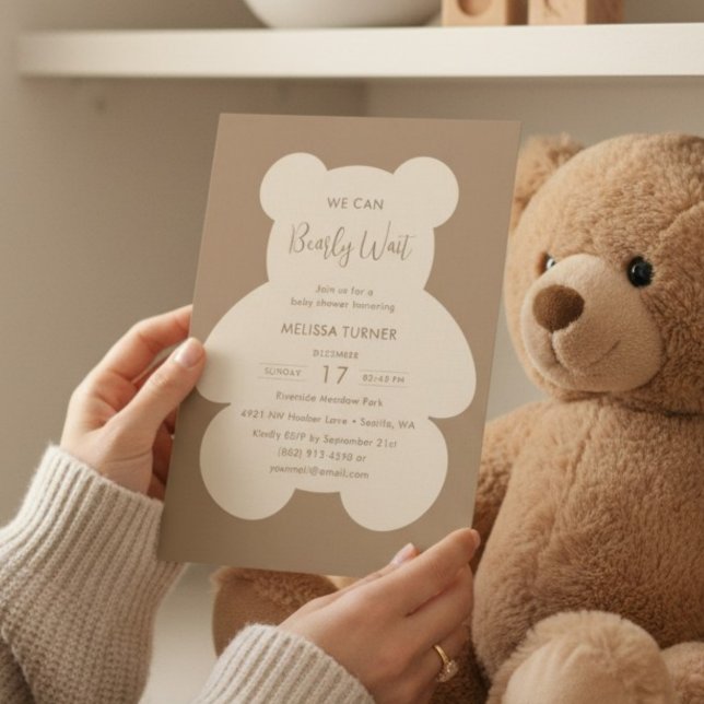 We Can Bearly Wait Teddy Bear Baby Shower Invitation (Creator Uploaded)