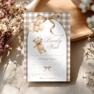 We Can Bearly Wait Teddy Bear Baby Shower Invitation
