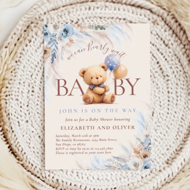 We Can Bearly Wait Teddy Bear Baby Shower Invitation (Creator Uploaded)