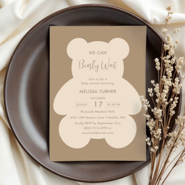 We Can Bearly Wait Teddy Bear Baby Shower Invitation (Creator Uploaded)