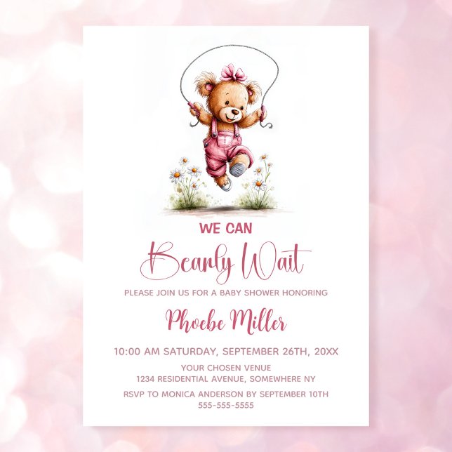 We Can Bearly Wait Teddy Bear Baby Shower Invitation (Creator Uploaded)