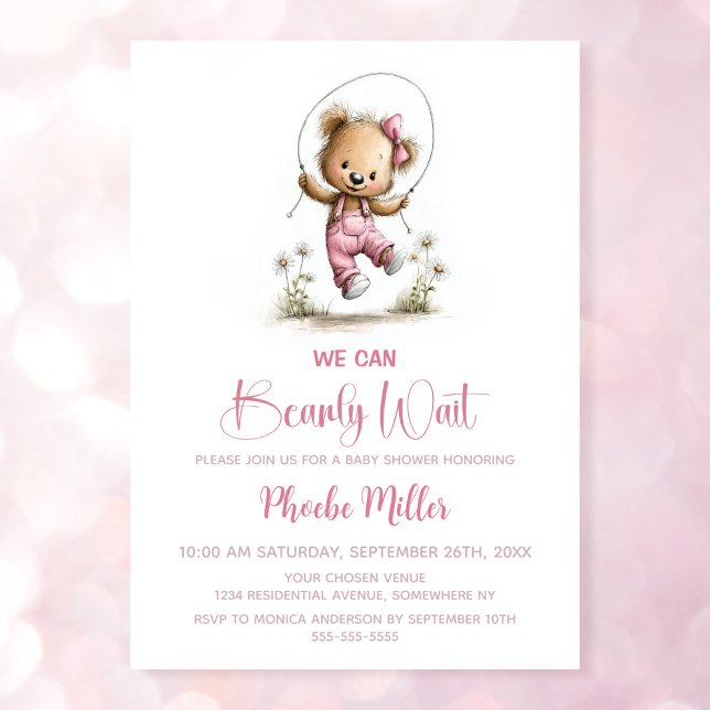 We Can Bearly Wait Teddy Bear Baby Shower Invitation (Creator Uploaded)