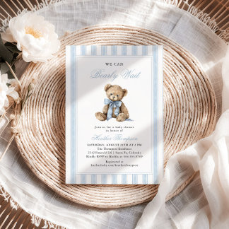 We Can Bearly Wait Teddy Bear Baby Shower Invitation