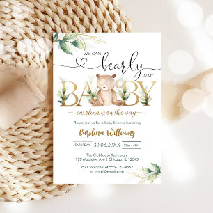 We Can Bearly Wait Teddy Bear Baby Shower Invitation
