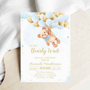 We Can Bearly Wait Teddy Bear Baby Shower Invitation