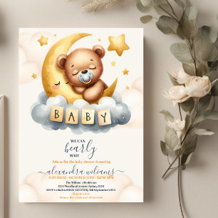 We Can Bearly Wait Teddy Bear Baby Shower  Invitation