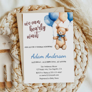 We Can Bearly Wait Teddy Bear Baby Shower Invitation