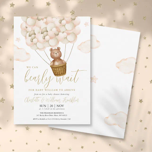 We Can Bearly Wait Teddy Bear Baby Shower Invitation | Zazzle