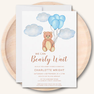 We Can Bearly Wait Teddy Bear Baby Shower Invitation