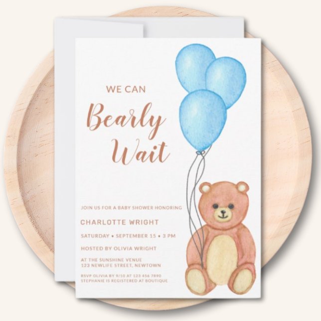 We Can Bearly Wait Teddy Bear Baby Shower  Invitation (Creator Uploaded)