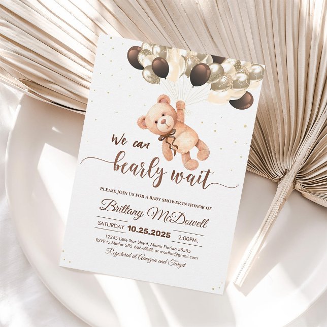 We can Bearly wait Teddy Bear baby shower Invitation (Creator Uploaded)