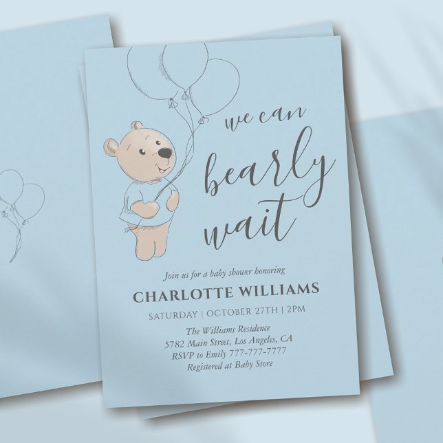 We Can Bearly Wait | Teddy Bear Baby Shower Invitation (Creator Uploaded)