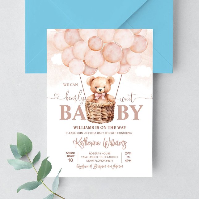 We Can Bearly Wait Teddy Bear Baby Shower Invitation (Creator Uploaded)