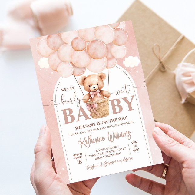 We Can Bearly Wait Teddy Bear Baby Shower Invitation (Creator Uploaded)