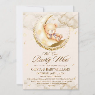 We can Bearly Wait Teddy Bear Baby Shower Invitation