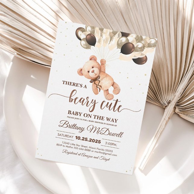 We Can Bearly Wait Teddy Bear Baby Shower Invite (Creator Uploaded)