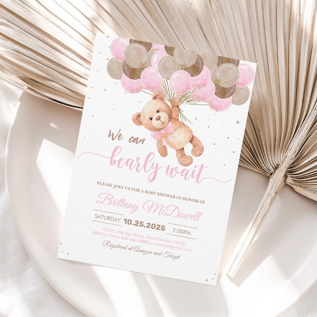 We Can Bearly Wait Teddy Bear Baby Shower Invite (Creator Uploaded)