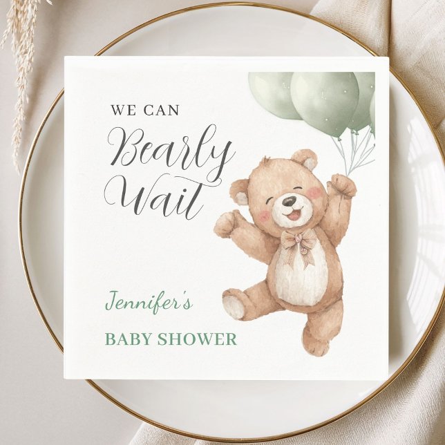 We Can Bearly Wait Teddy Bear Baby Shower Napkins (Creator Uploaded)