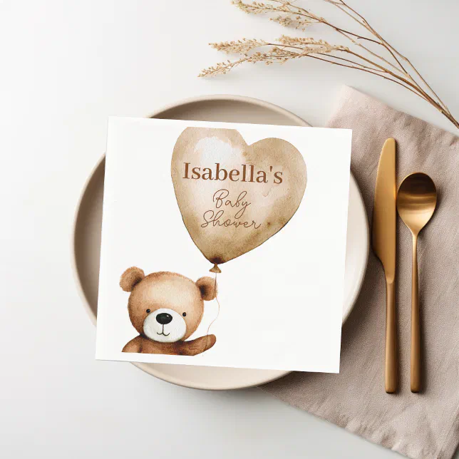 We Can Bearly Wait Teddy Bear Baby Shower Paper Napkins Zazzle