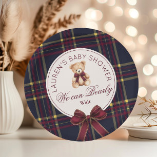 We can bearly wait teddy bear Baby Shower Paper Plates