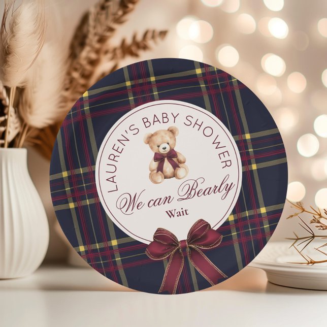 We can bearly wait teddy bear Baby Shower Paper Plates (Creator Uploaded)