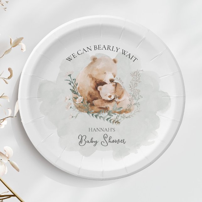 We Can Bearly Wait Teddy Bear Baby Shower  Paper Plates (Creator Uploaded)