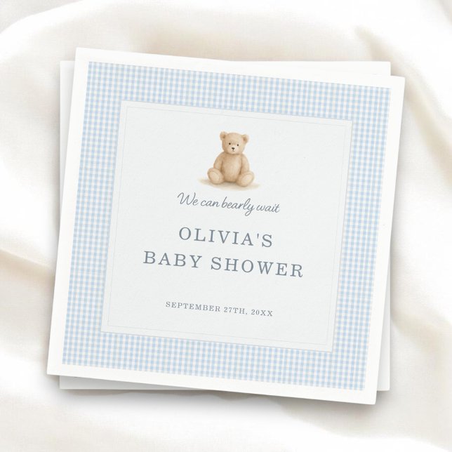 We Can Bearly Wait Teddy Bear Baby Shower Party Napkins (Creator Uploaded)