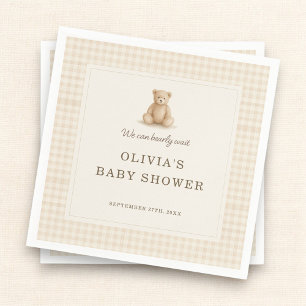 We Can Bearly Wait Teddy Bear Baby Shower Party Napkins