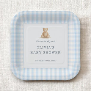 We Can Bearly Wait Teddy Bear Baby Shower Party Paper Plates