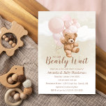 We Can Bearly Wait Teddy Bear Baby Shower Pink Invitation at Zazzle