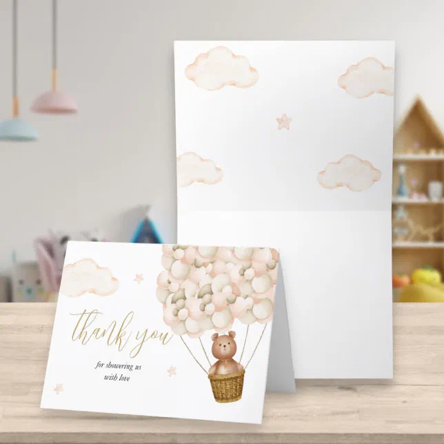 We Can Bearly Wait Teddy Bear Baby Shower Poem Thank You Card | Zazzle