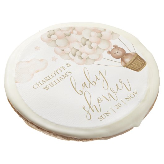 We Can Bearly Wait Teddy Bear Baby Shower Sugar Cookie (Angled)