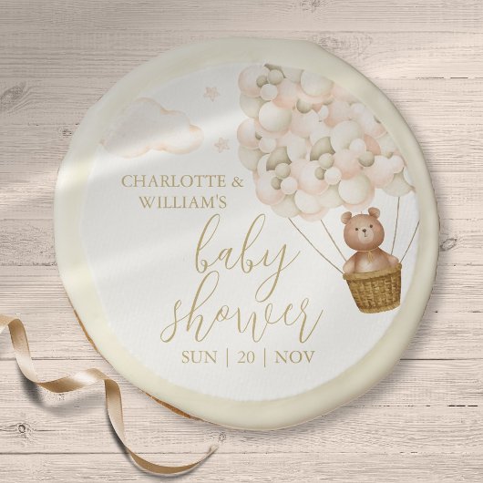We Can Bearly Wait Teddy Bear Baby Shower Sugar Cookie
